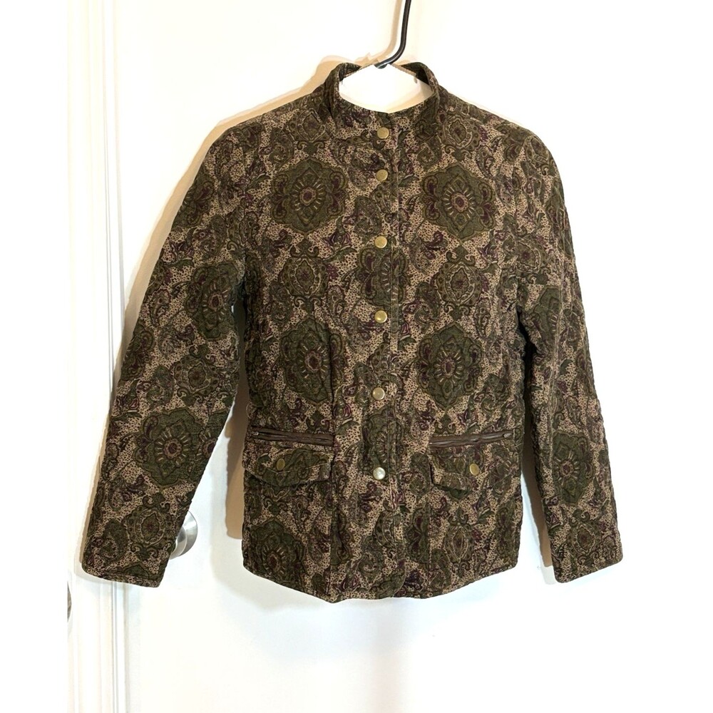 Vtg Charter Club Corduroy Paisley Small Blazer Jacket Quilt Grandma Core Regency